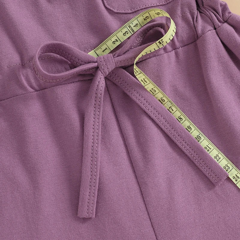 2024-12-04 Lioraitiin Litter Girls Summer Casual Jumpsuit Sleeveless Crewneck Solid Color Drawstring Tank Romper