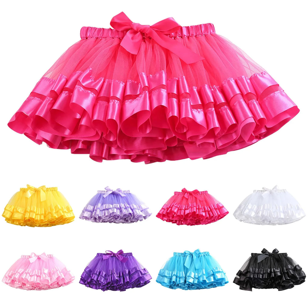 Pageant Dresses for Toddler Girls Children's Colorful Skirt Lined Skirt Mesh Half Bodycon Solid 9 Years Girl Dress