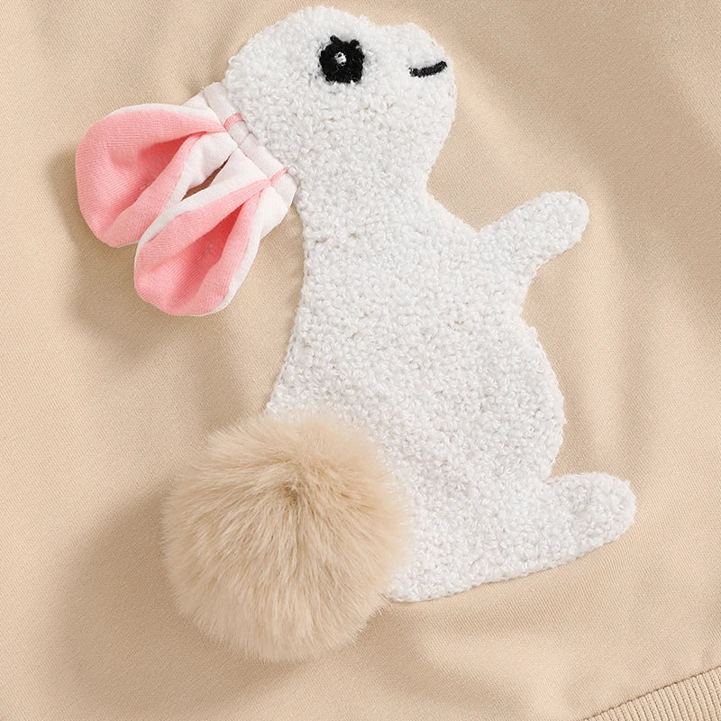 2024-11-29 Lioraitiin Toddler Girls Boys Sweatshirts Easter Clothes Rabbit Embroidered Long Sleeve Baby Pullovers Spring Clothes