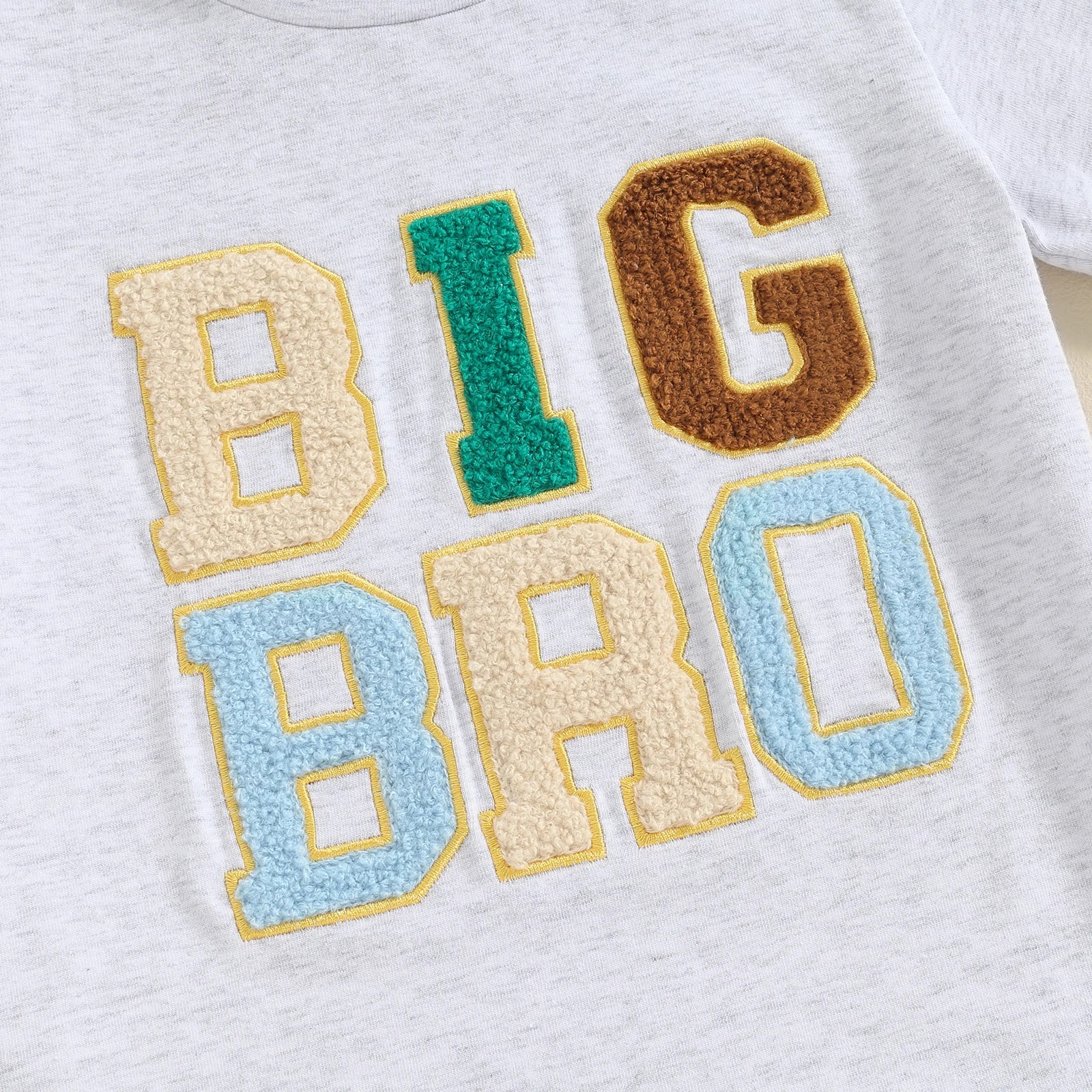 2024-01-11 Lioraitiin Summer Toddler Baby Boy T-Shirts Rompers BIG BRO Fuzzy Embroidered Letter Crewneck Short Sleeve Tops
