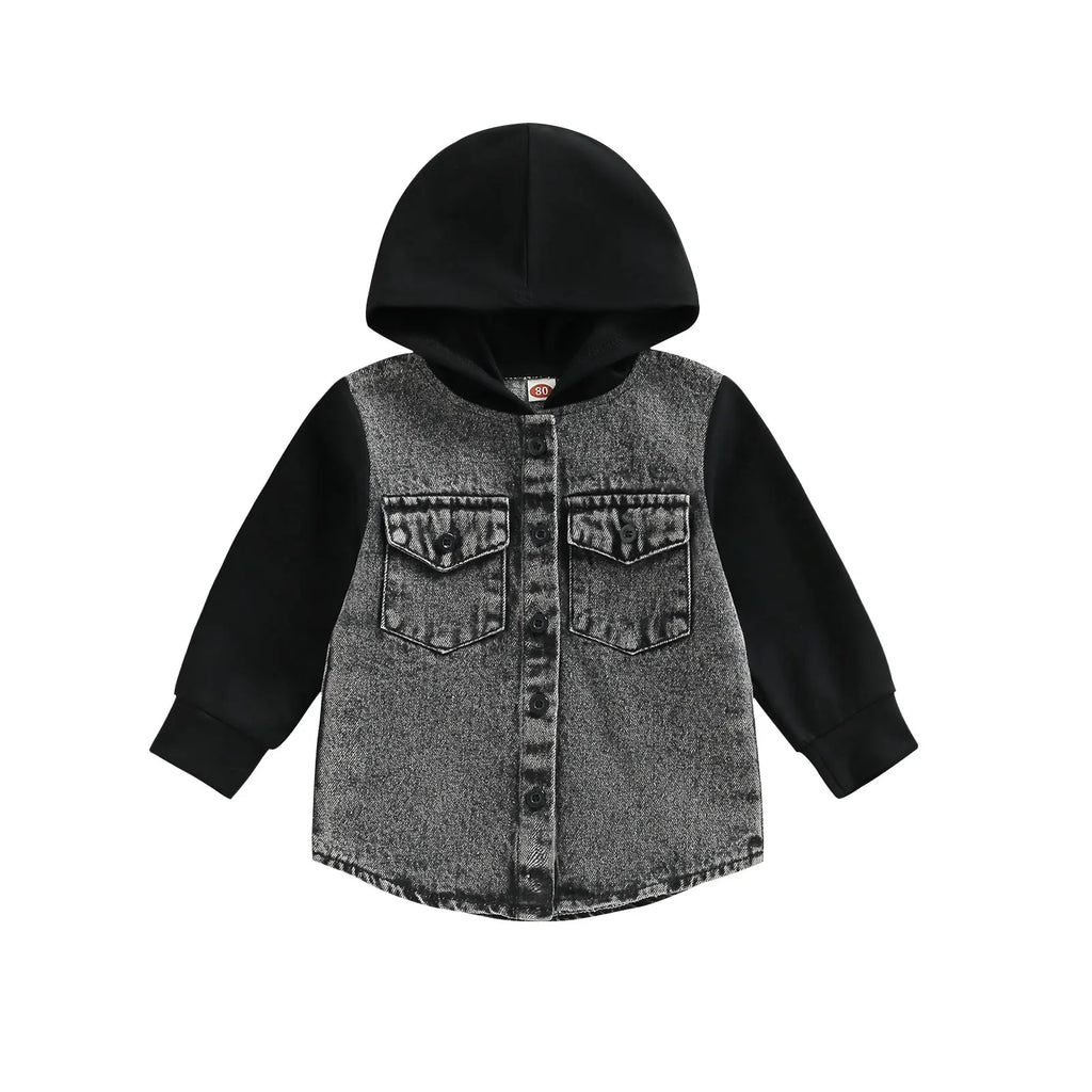 2022-11-03 Lioraitiin 0-4Years Kid Boy Coat Long Sleeve Hooded Pockets Buttons Patch Color Cardigan Party Spring Autumn Coat