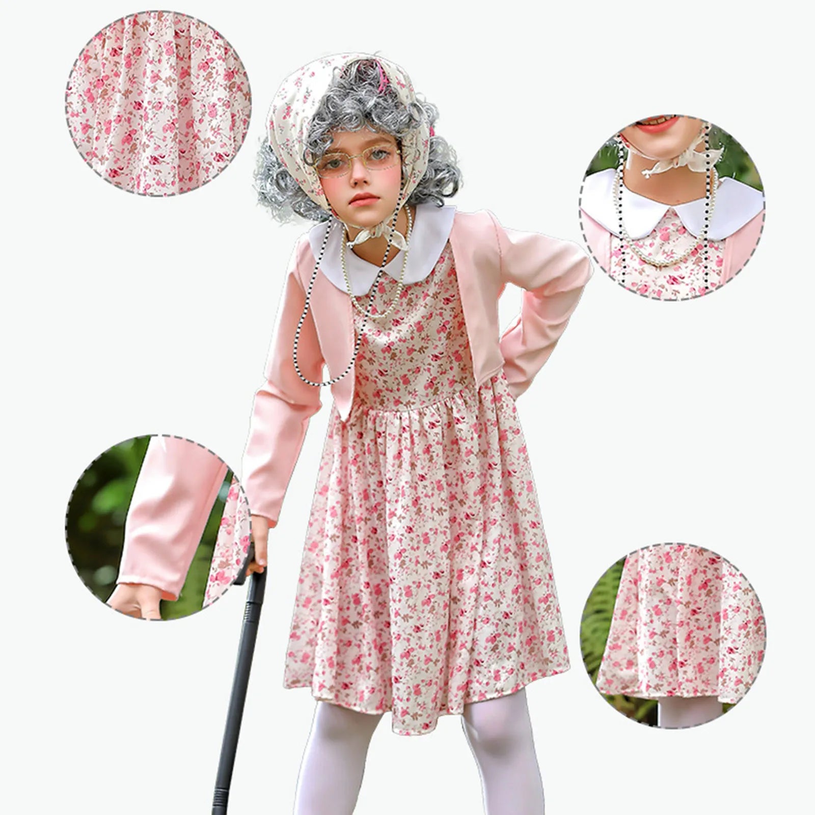 100 Days School Children Dress 100 Days Old Lady Costume Girls Grandma Outfit Old Grandma Cardigan Dresses Sets For Girl Clothes