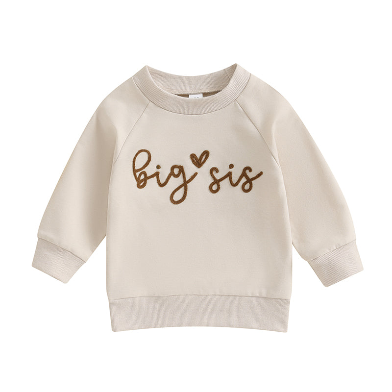 2023-08-15 Lioraitiin0-18M Sister Matching Romper Outfits Letter Print Long Sleeve Round Neck Sweatshirt Toddler Fall Clothes