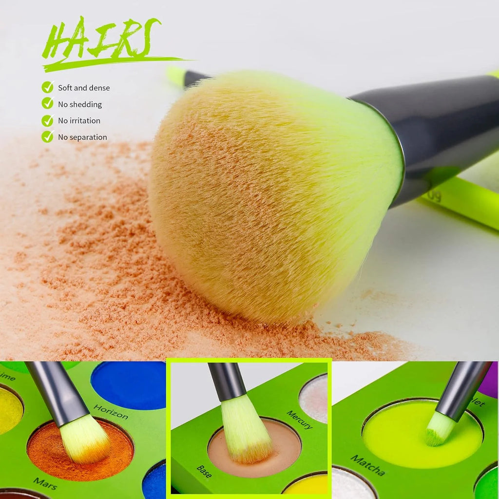 Docolor Neon Makeup Brushes 10pcs Professional Synthetic Hair Powder Foundation Eye Shadows Blending Contour Make Up Brushes