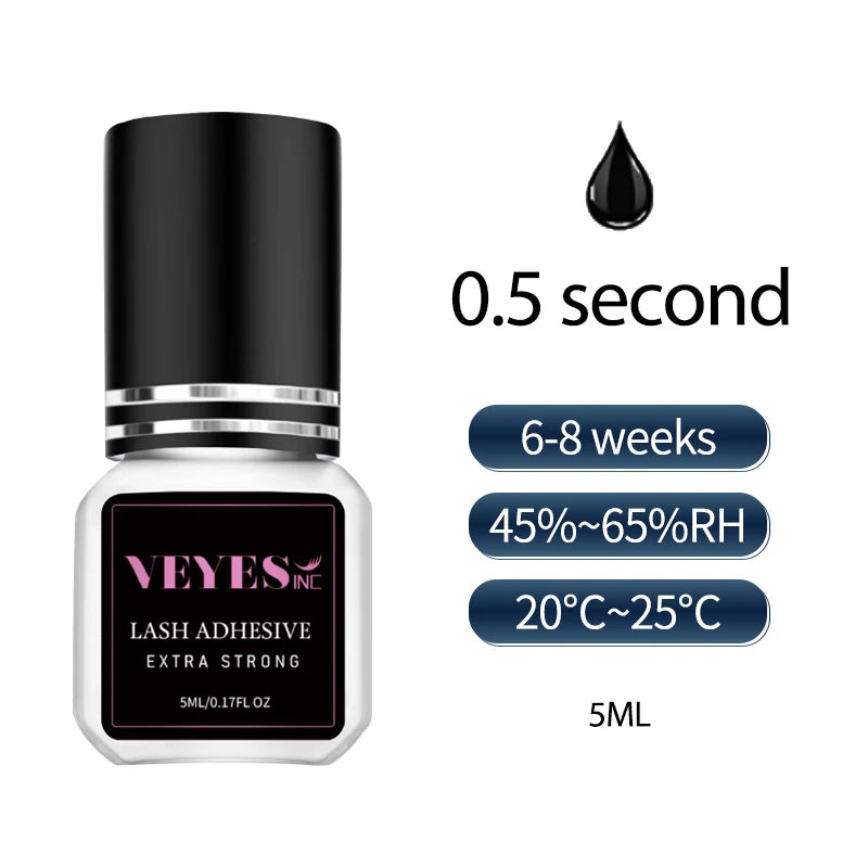 Veyes Inc 5ml Eyelash Extensions Glue Veyelash 1 Second Fast Drying Clear Lash Adhesive 4-6 Weeks Retention Volume Makeup Tool