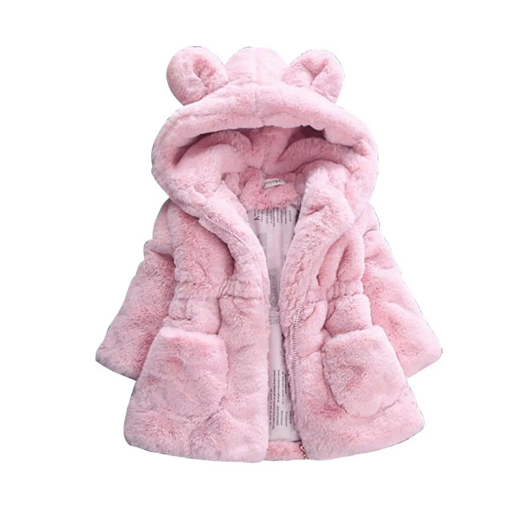 Kids Girls Winter Warm Coats Jacket Clothes Outwear Overcoat Ear Hooded Children's Cotton Coat Cute Long Sleeve Fashion Jacket
