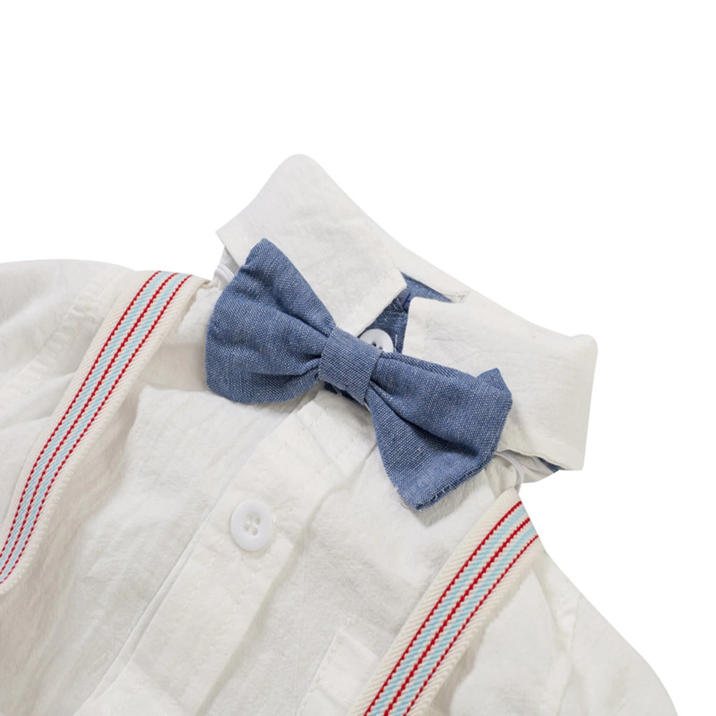 Citgeett Summer Toddler Kid Boys Long Sleeve Tops Suspender Pants Suit Long Sleeve Lapel Button Romper Shirt Gentleman Clothes