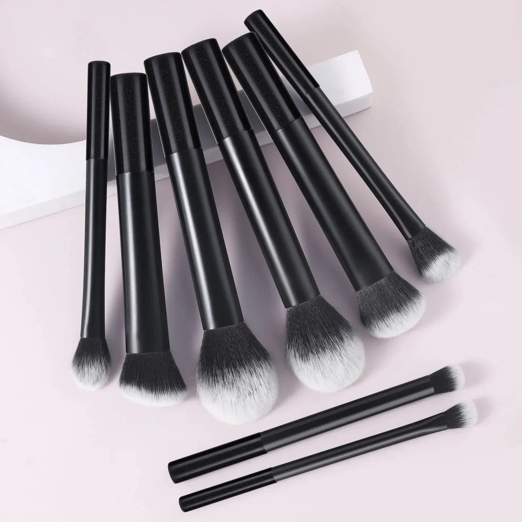 Makeup brush set laid out