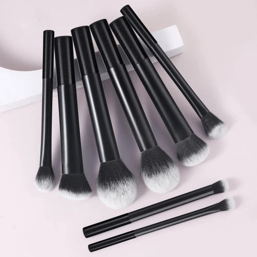 Makeup brush set laid out