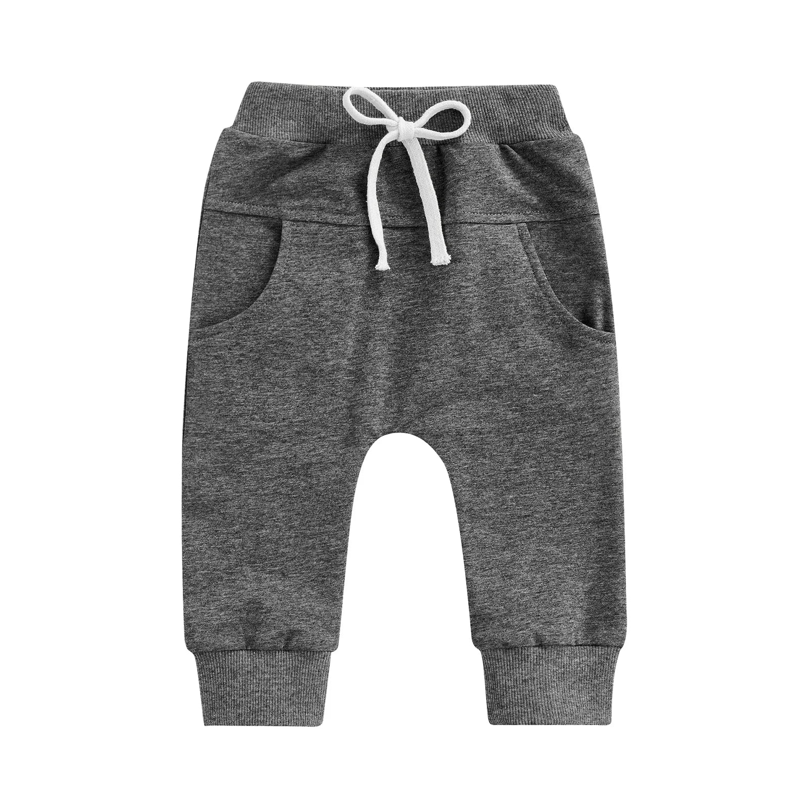 2022-04-06 Lioraitiin 0-3Years Newborn Boys Girls Trousers Elastic Waist Adjustable Drawstring Plain Loose Fit Long Pants