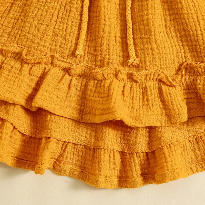 2024-05-07 Lioraitiin Baby Girl Summer Dress Casual Sleeveless Square Neck Belted Dress Toddler A-Line Dress