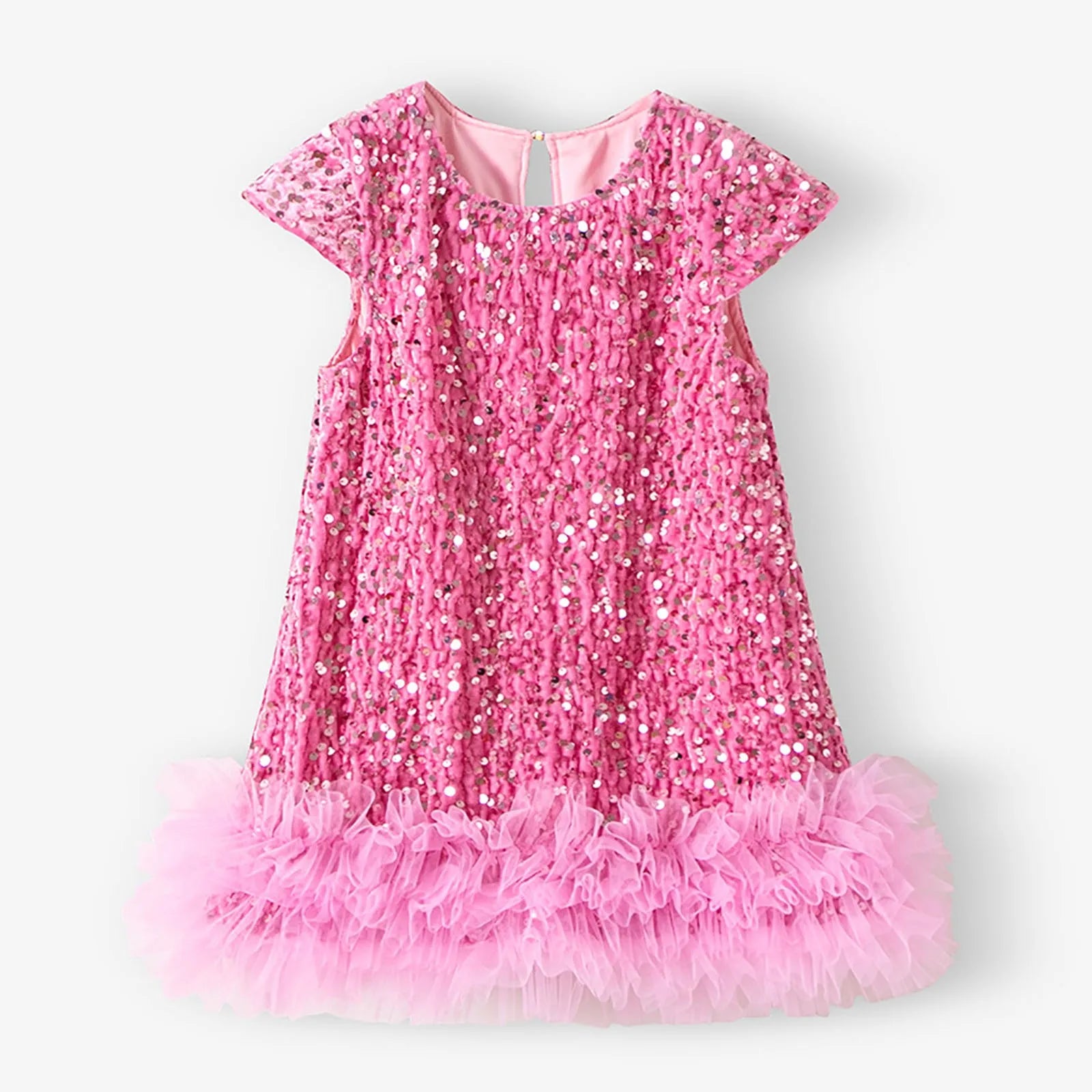 Party Dresses For Girls Fashion Sequin Mesh Splicing Undershirt Dresses Children New Year Temperament Dress Baby Holiday Dress