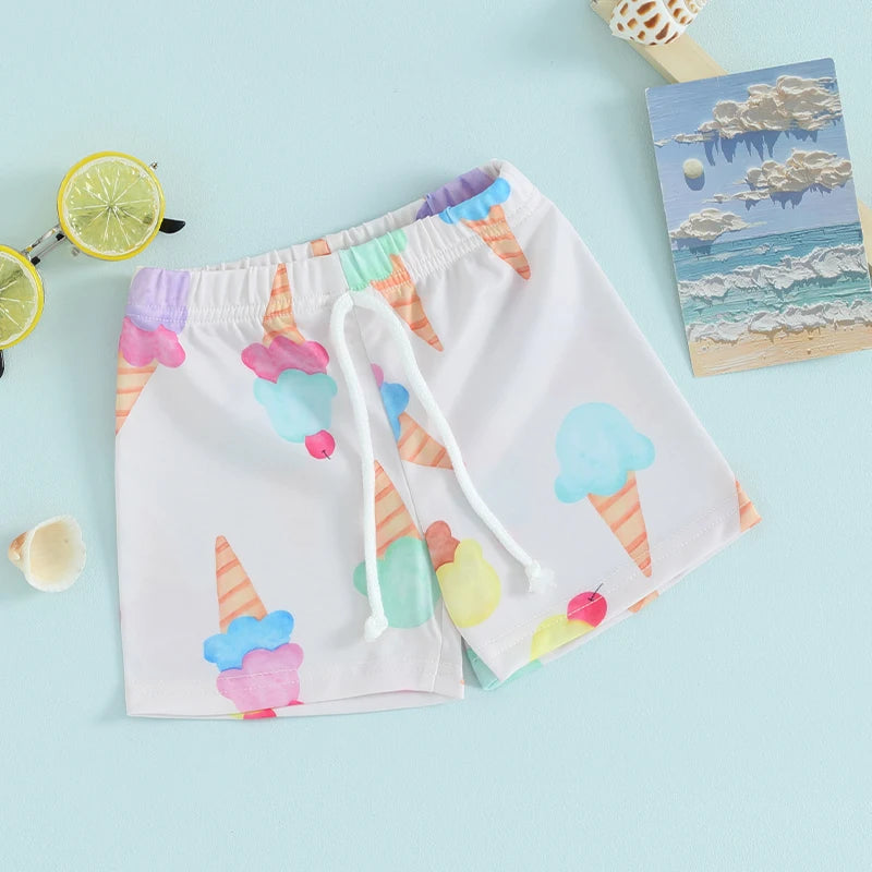 Lioraitiin Toddler Baby Boys Swim Shorts Fashion Print Elastic Waist Shorts  Kids Boy Hawaiian Beach Board Shorts Swimwear