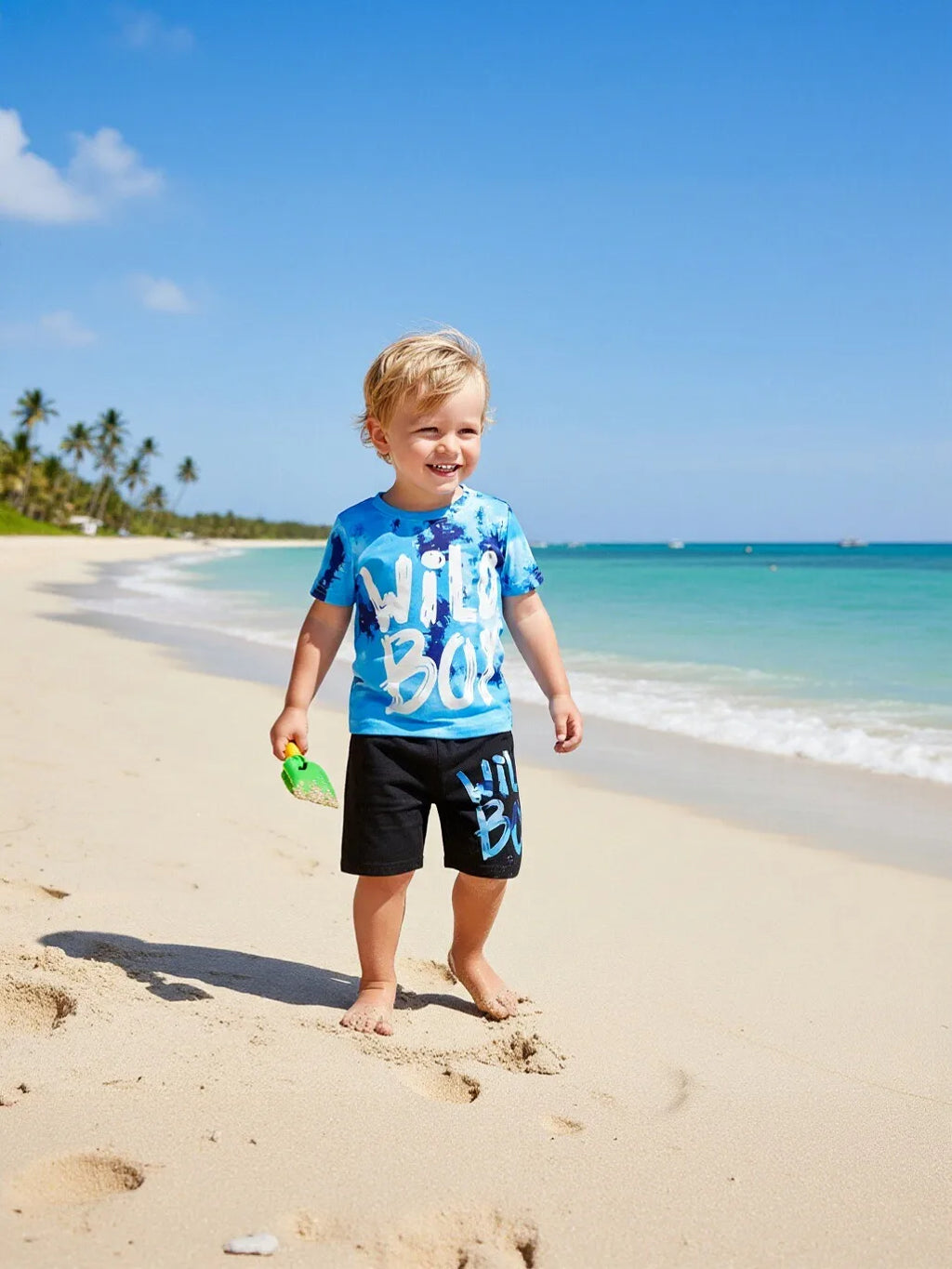 Summer Toddler Baby Boy Clothes Short Sleeve Tie-dye Letter Print T-Shirt and Shorts Outfit Set