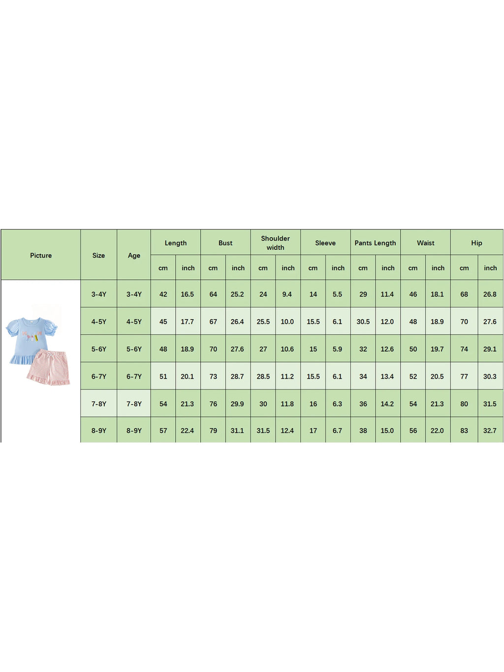 Girl s Back to School Outfit Cute Ruler Bow Embroidered Short Sleeve Ruffle T-Shirt with Matching Striped Shorts - 2 Piece
