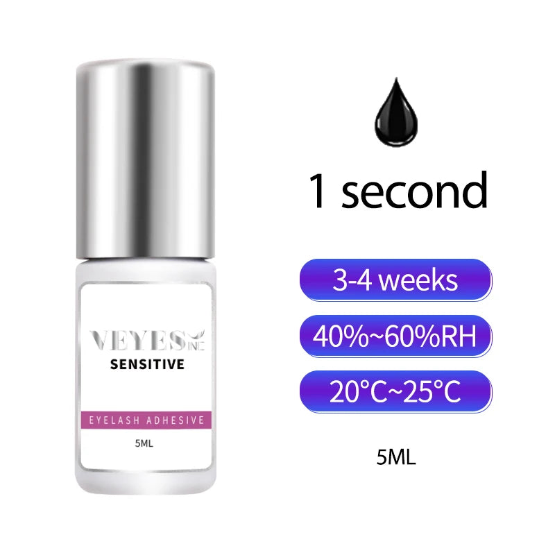 Veyes Inc 5ml Eyelash Extensions Glue Veyelash 1 Second Fast Drying Clear Lash Adhesive 4-6 Weeks Retention Volume Makeup Tool