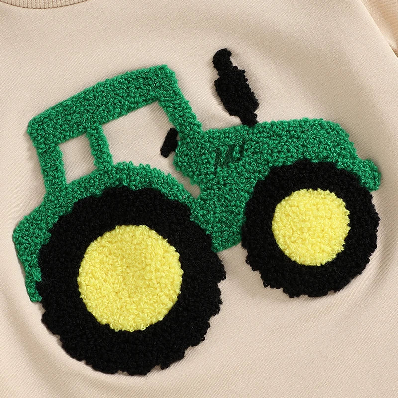 2024-11-21 Lioraitiin Toddler Boys Summer Outfit Truck Embroidered O-Neck Short Sleeve T-Shirts Elastic Waist Shorts Clothes Set