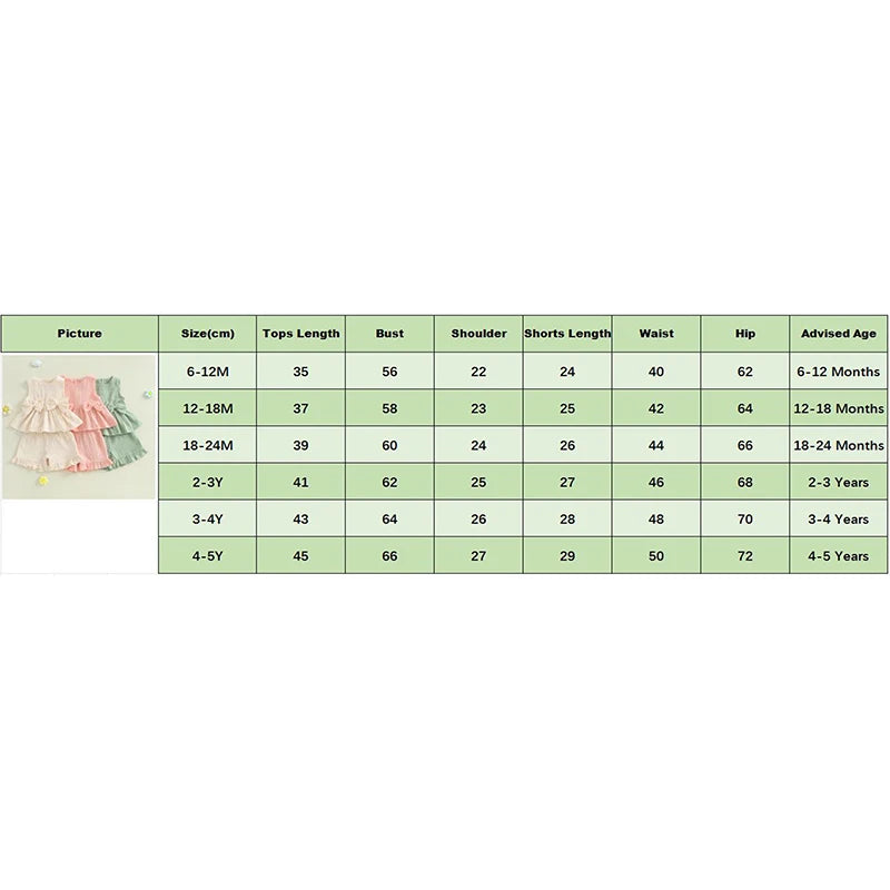 2024-12-24 Lioraitiin Toddler Baby Girl Summer Clothes Solid Color Bow Round Neck Tank Tops + Elastic Waist Ruffled Shorts Set