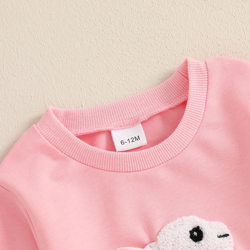 2024-11-29 Lioraitiin Toddler Girls Boys Sweatshirts Easter Clothes Rabbit Embroidered Long Sleeve Baby Pullovers Spring Clothes