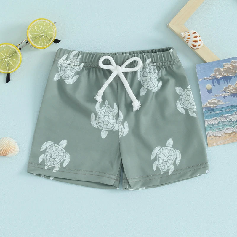 Lioraitiin Toddler Baby Boys Swim Shorts Fashion Print Elastic Waist Shorts  Kids Boy Hawaiian Beach Board Shorts Swimwear