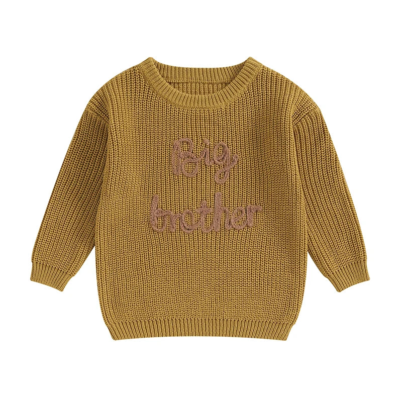 2023-09-18 Lioraitiin 12M-5Y Winter Newborn Kids Boys Sweaters Cotton Long Sleeve Letter Embroidery Pullover Loose Knitwear Tops
