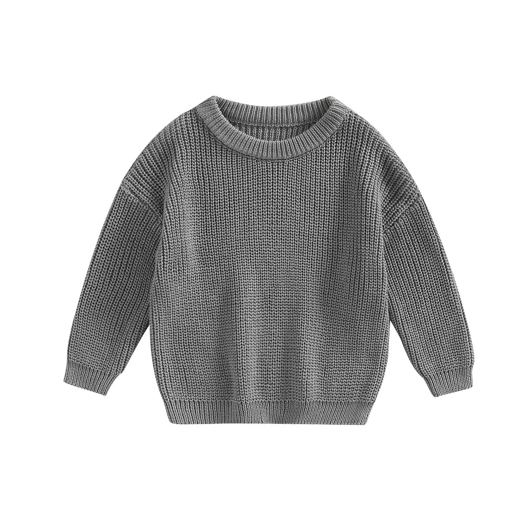 Citgeett Autumn Kids Toddler Baby Girls Boys Sweaters Long Sleeve Solid Color Loose Knitted Pullovers Spring Clothes