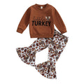 2023-07-28 Lioraitiin 0-5Years Baby Girl 2Pcs Thanksgiving Outfits Long Sleeve Sweatshirt Turkey Flare Pants Set