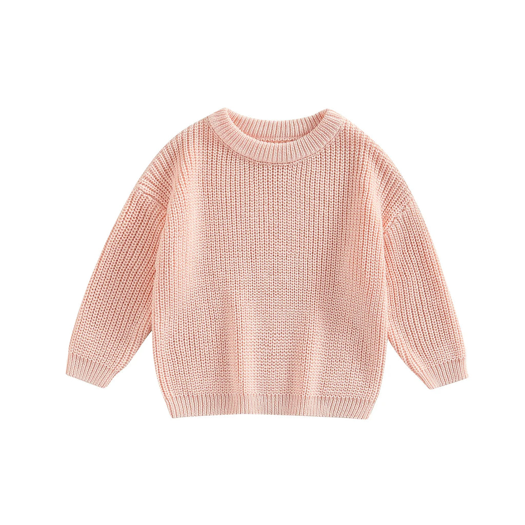 Citgeett Autumn Kids Toddler Baby Girls Boys Sweaters Long Sleeve Solid Color Loose Knitted Pullovers Spring Clothes
