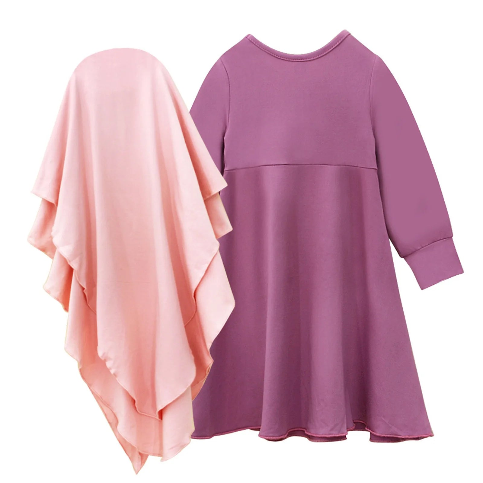 New Stock Clothes Muslim Baby Girls' Abaya With Hijab Full Length Robe Burka Maxi Little Kid Toddler Baby Girl Hoodies Set Girls