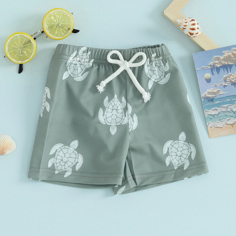 Lioraitiin Toddler Baby Boys Swim Shorts Fashion Print Elastic Waist Shorts  Kids Boy Hawaiian Beach Board Shorts Swimwear