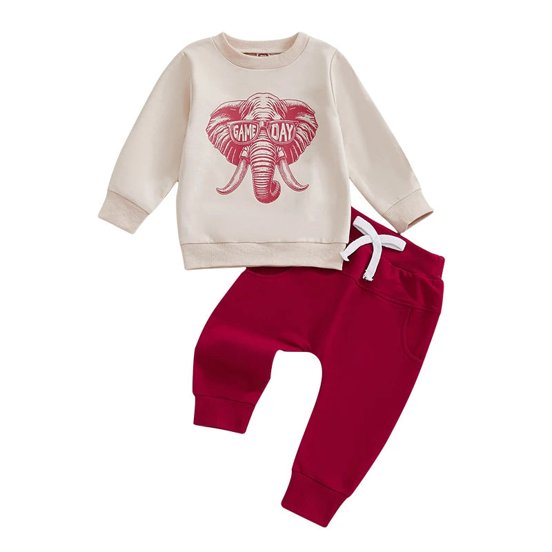 2024-10-11 Lioraitiin Toddler Baby Boy Rugby Outfit Letter Print Long Sleeve Sweatshirt Elastic Waist Pants Boys Clothes Set