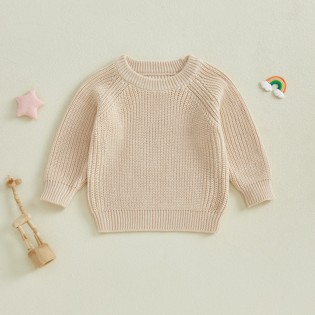 2025-05-08 Lioraitiin Toddler Baby Boys Girls Knit Sweaters Long Sleeve Round Neck Solid Color Pullover Fall Tops