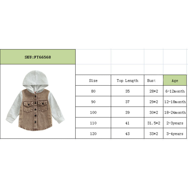 2022-11-03 Lioraitiin 0-4Years Kid Boy Coat Long Sleeve Hooded Pockets Buttons Patch Color Cardigan Party Spring Autumn Coat