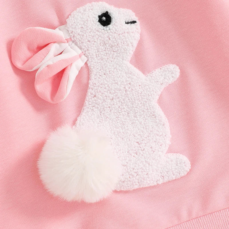2024-11-29 Lioraitiin Toddler Girls Boys Sweatshirts Easter Clothes Rabbit Embroidered Long Sleeve Baby Pullovers Spring Clothes