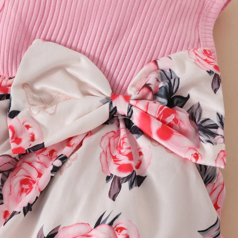 2024-05-27 Lioraitiin Toddler Girls Outfits Floral A-Line Sleeveless Dress Long Sleeves Jacket and Headband for Summer Clothes