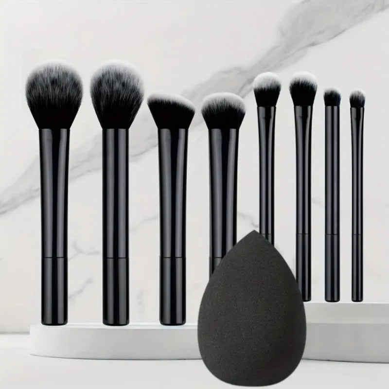 9-Piece Makeup Brush Set with Blending Sponge
