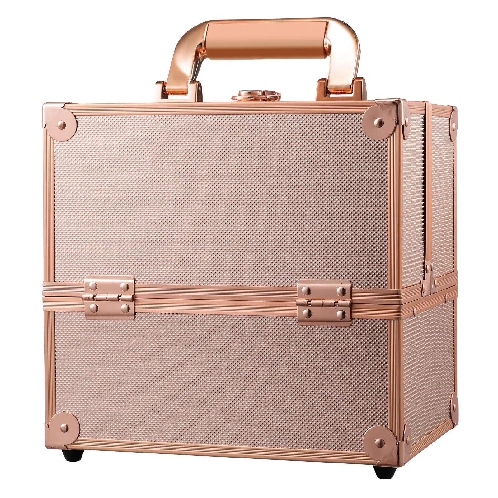 Makeup Train Case Cosmetic Organizer Case Portable Travel Storage Box 4 trays with Dividers Lockable Make Up Case Makeup Case