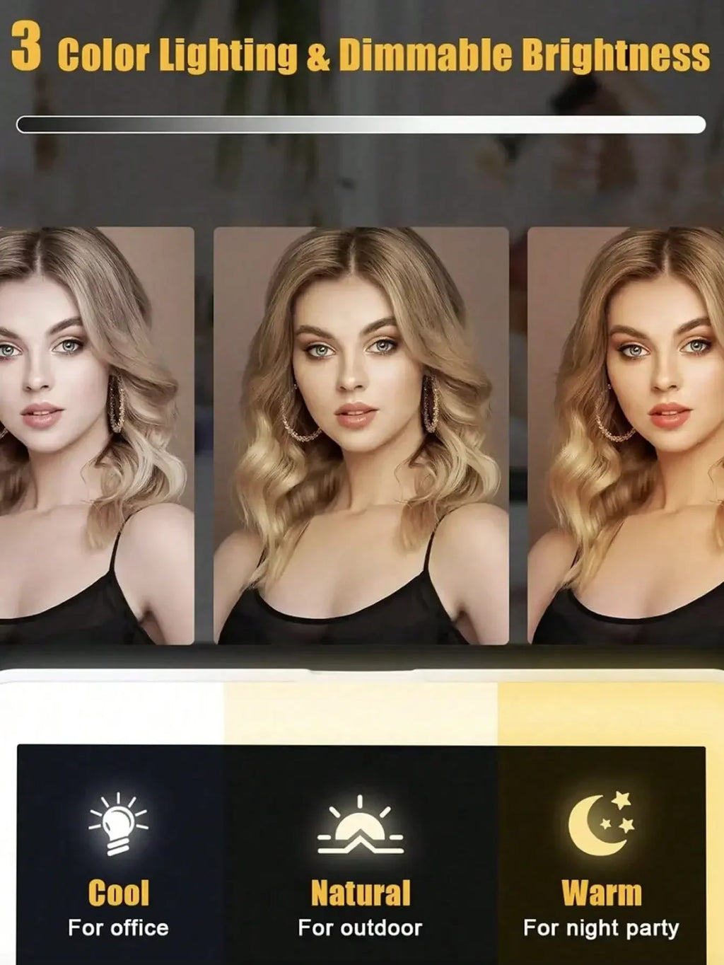 2026 Makeup mirror, the perfect gift for female friends, LED Makeup Mirror With Front Lights, Vanity Mirror With Storage Base, 3 Lighting Modes Rechargeable Makeup Mirror, Touch Control, Portable Foldable Compact Mirror
