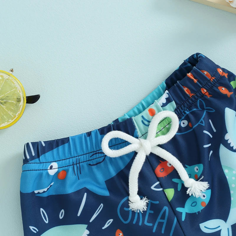 Lioraitiin Toddler Baby Boys Swim Shorts Fashion Print Elastic Waist Shorts  Kids Boy Hawaiian Beach Board Shorts Swimwear