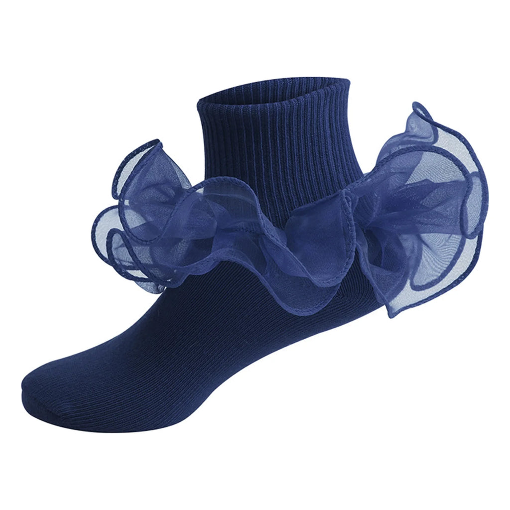 Pudcoco Toddler Kids Baby Girls Ruffle Socks Soft Double Lace Frilly Socks Princess Ankle Socks Kids Cute Socks 1-10Y