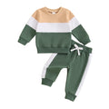 2024-05-27 Lioraitiin Toddler Boy Pants Set Long Sleeve Round Neck Sweatshirt Drawstring Long Pants Contrast Color Outfits