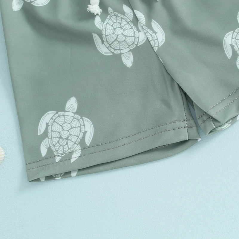 Lioraitiin Toddler Baby Boys Swim Shorts Fashion Print Elastic Waist Shorts  Kids Boy Hawaiian Beach Board Shorts Swimwear
