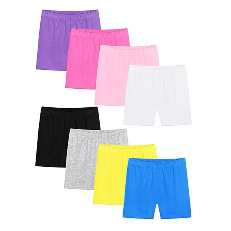8pcs Girls' Soft and Comfortable Summer Lightweight Breathable Boxer Brief Underwear, childAnti-PeekFashion Sports Shortsand
