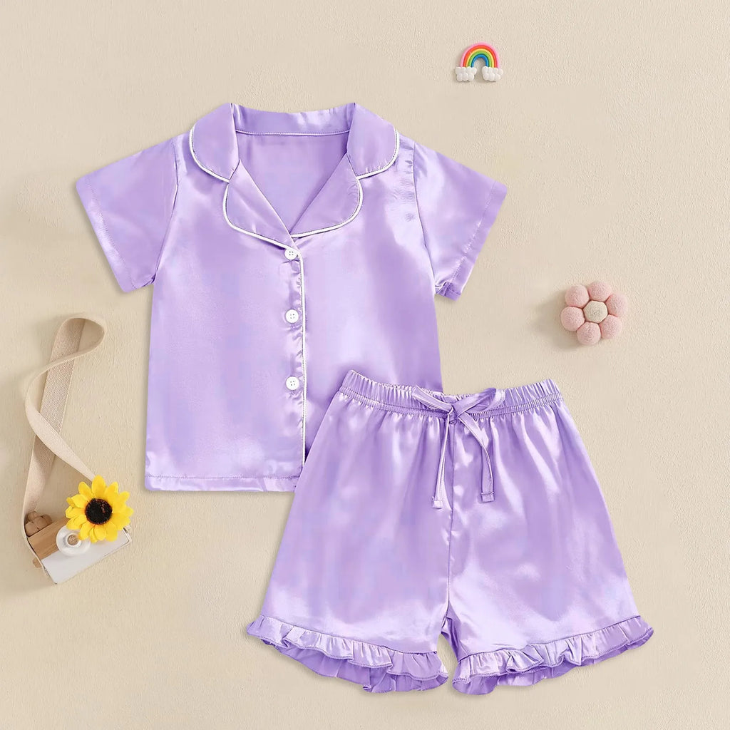 Baby Girl Warm Clothes Toddler Silk Pajamas Baby Kids Girl Satin Summer Feather Pajamas Short Sleeve Toddler Girl Slippers