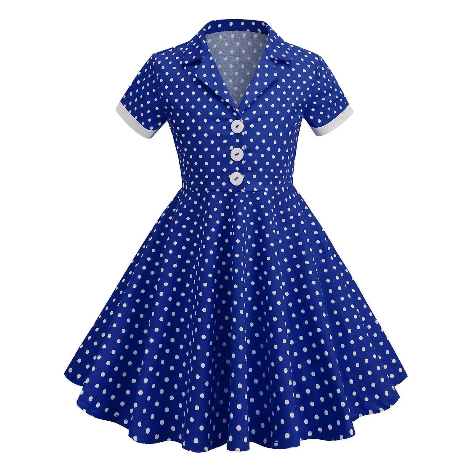 Girls' Evening Party Dress Spring And Summer Festival Dresses Fashionable Versatile Children'S Dresses Polka Dot Tee Dress