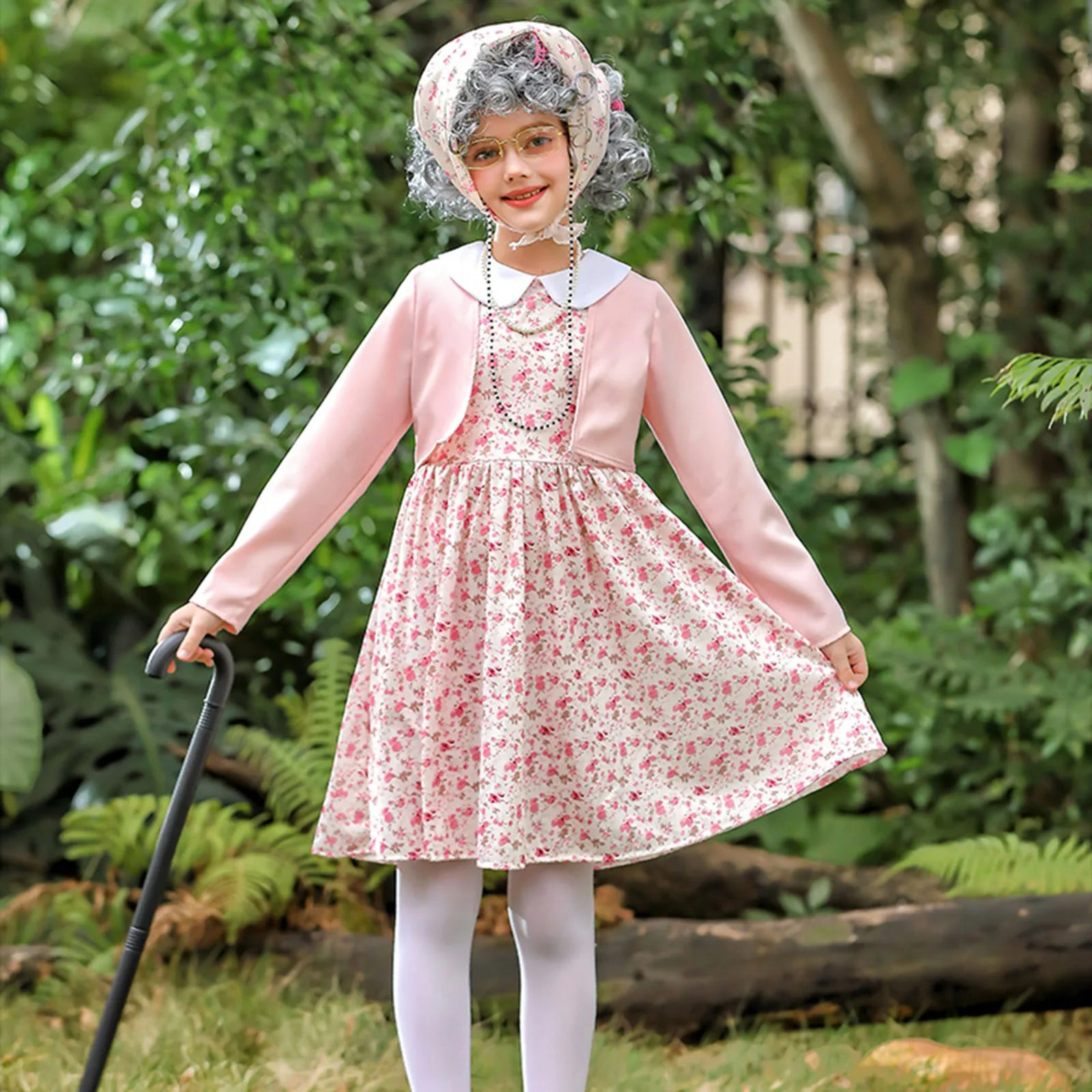 100 Days School Children Dress 100 Days Old Lady Costume Girls Grandma Outfit Old Grandma Cardigan Dresses Sets For Girl Clothes