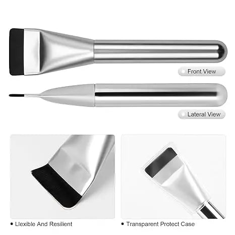Flat foundation brush front and lateral view