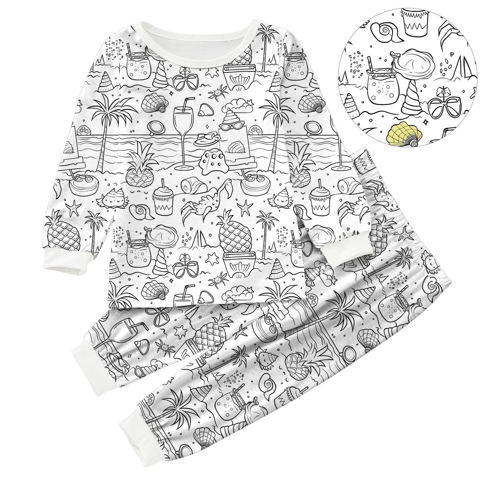 Baby Gift Set Girl Kid DIY Hand Painted Homewear Set Colouring Pajama Sets For Boy And Girl Can Play With And Hat And Set Girl