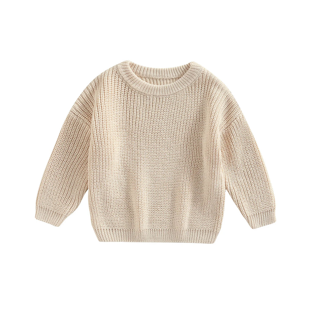 Citgeett Autumn Kids Toddler Baby Girls Boys Sweaters Long Sleeve Solid Color Loose Knitted Pullovers Spring Clothes
