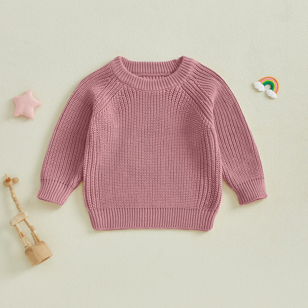 2025-05-08 Lioraitiin Toddler Baby Boys Girls Knit Sweaters Long Sleeve Round Neck Solid Color Pullover Fall Tops